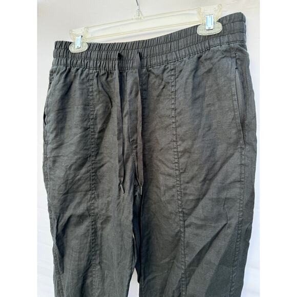 Athleta Retreat Charcoal Black Wide Leg 100% Linen Active Ankle Pant Sz Small - Picture 4 of 10